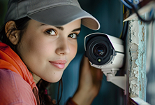 A women with security camera