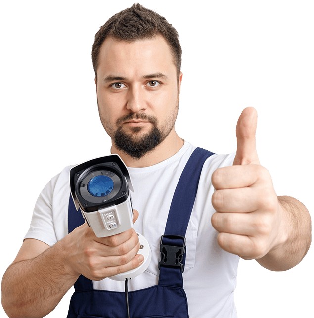 A men with security camera